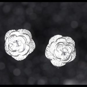 Sterling Flower Silver Stud Earrings